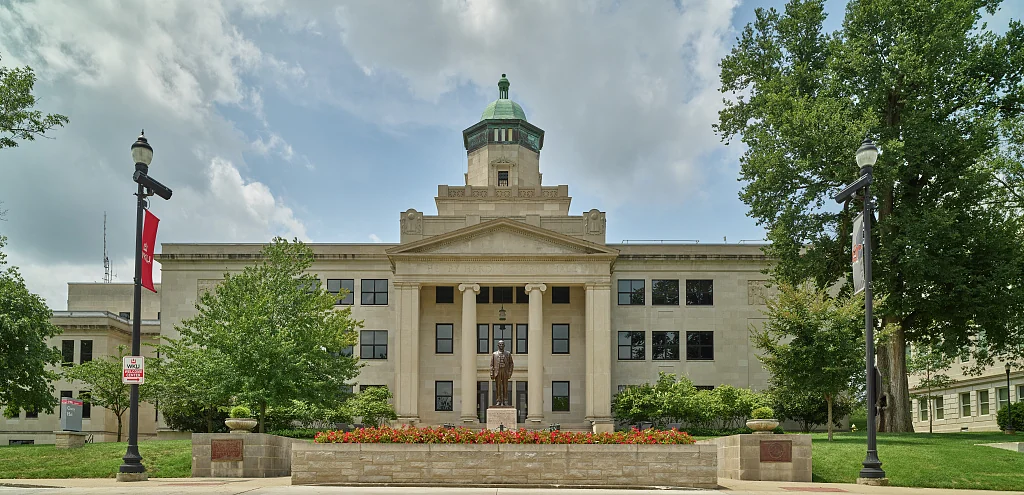 The limestone facade and cupola of Cherry Hall at Western Kentucky University.