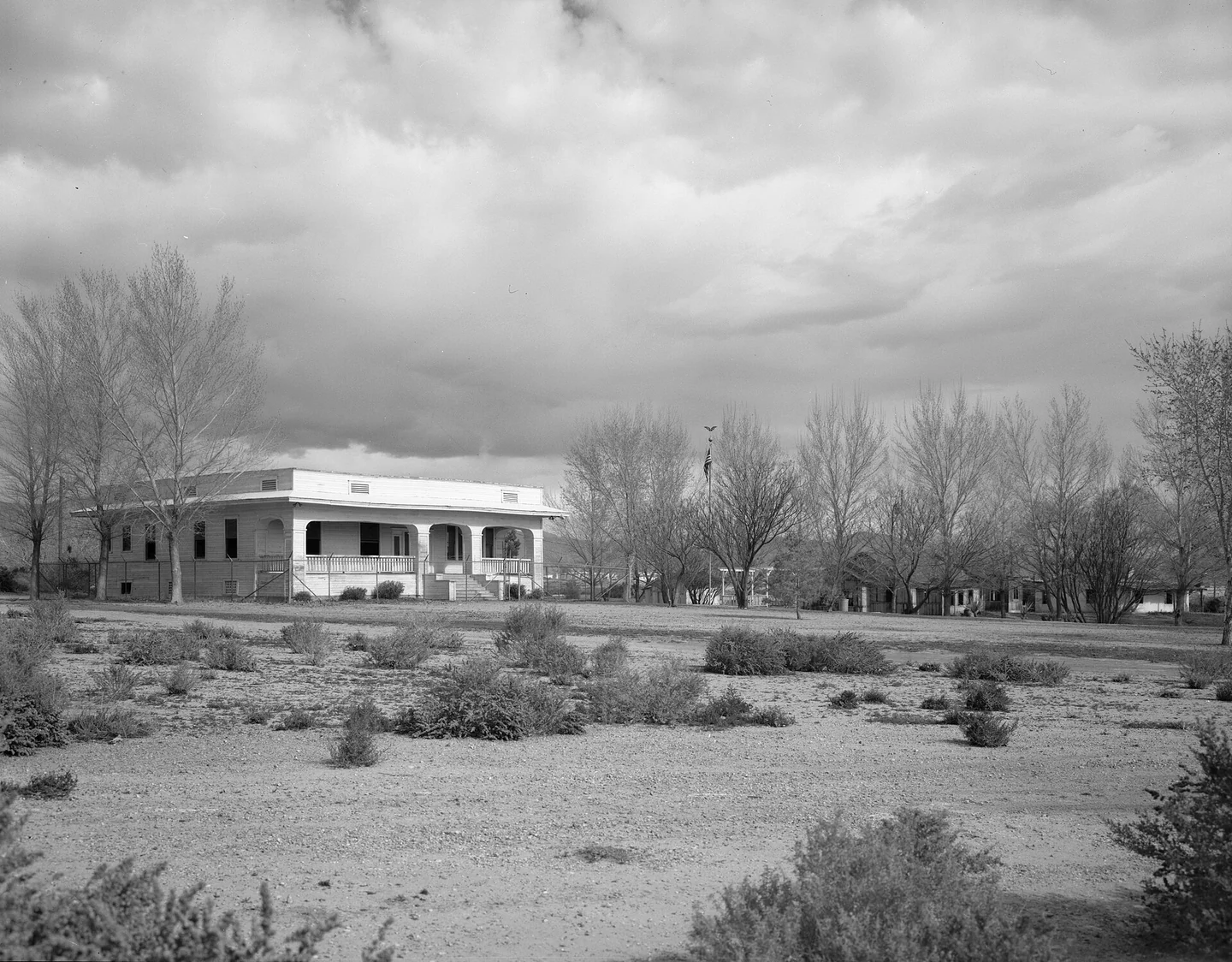 Archival black-and-white photograph of the former Park Mansion at Kiel Ranch in North Las Vegas in March 1988