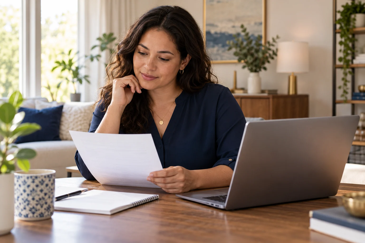 Illustration of a patient reviewing documentation during a video appointment